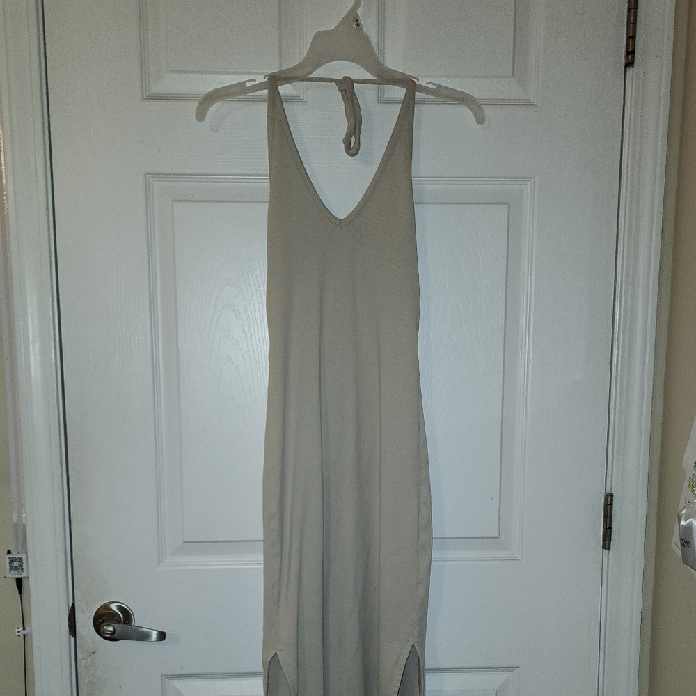 Elegant Cream Halter Dress